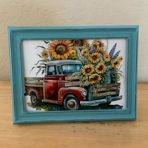 Farmhouse Vintage truck and sunflowers picture 5x7 w/frame
